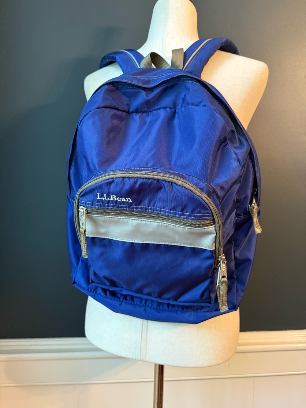 L.L. Bean Blue Backpack with Gray Trim